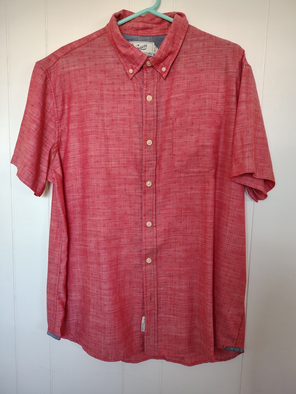 Grayers Coral-Red Short-Sleeve Button-Down Shirt XL